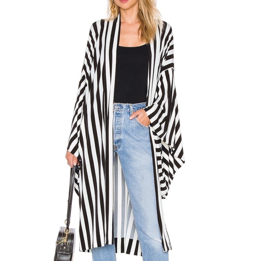 Norma Kamala Mid-Length Robe in Stripe